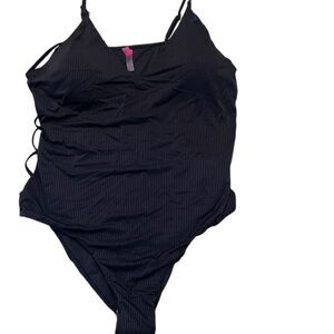 YMI Women's 3XL Black One Piece Swimsuit Lace-Up Sides